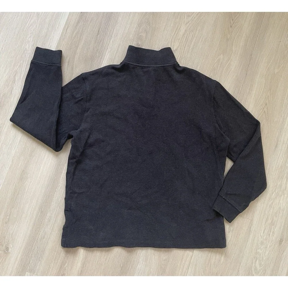 Polo Ralph Lauren Men L 100% Cotton Knit 1/4 Zip Mock Neck Sweater Gray Preppy